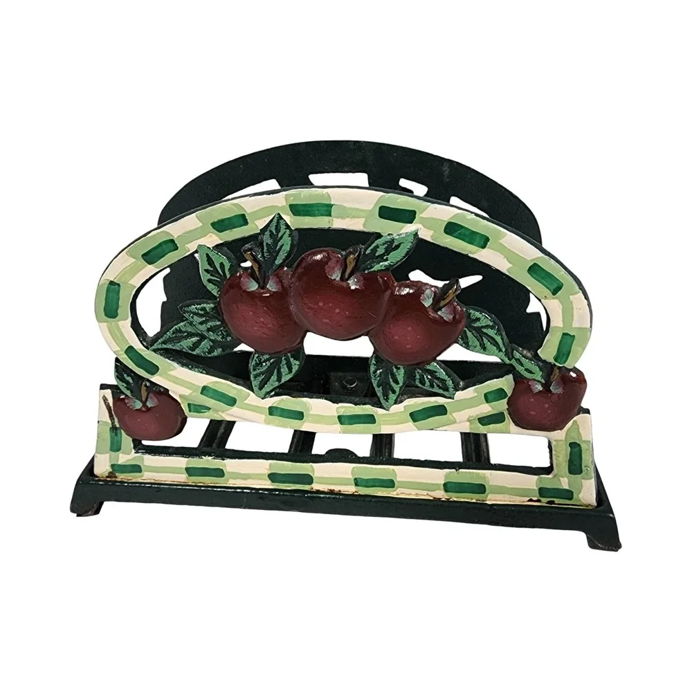 Vintage Cast Iron Napkin Holder Apple Design Country Kitchen Decor